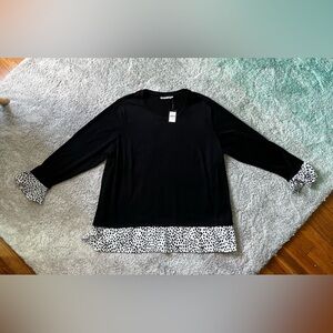 Avenue Women's Plus Size Hacci Chiffon Print Relaxed Top NWT